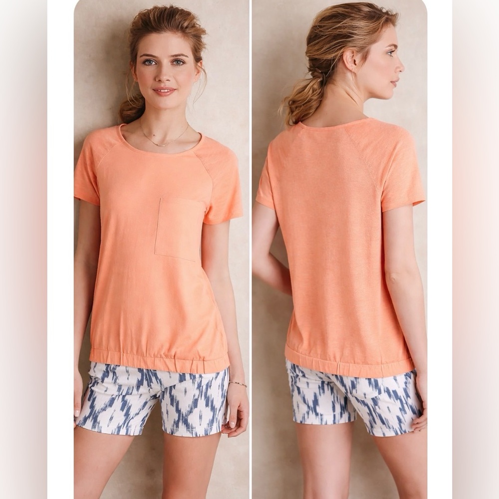 Anthropologie Moth scoop neck banded top